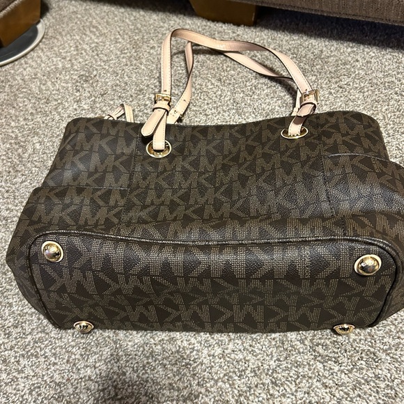Michael Kors Brown Tote with Monogram Pattern and Gold Accents - Picture 11 of 14